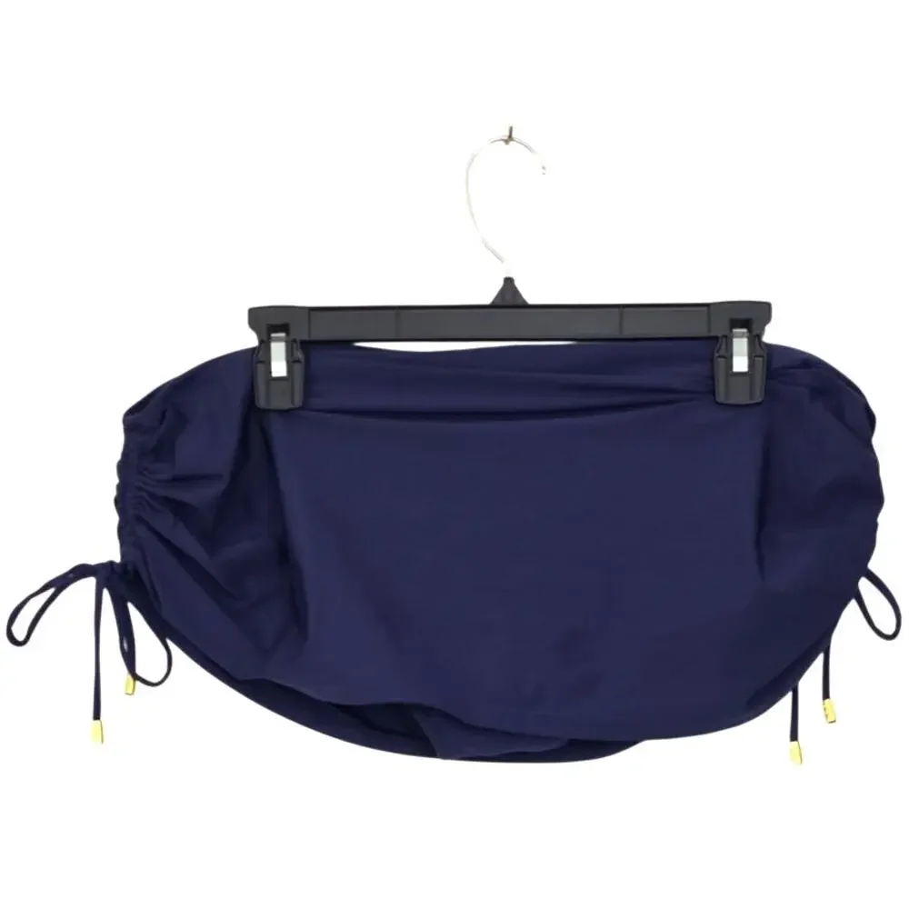 Helen Jon Essentials Skirted Hipster Shirred Swim Bikini Skirt Navy Blue Size XL